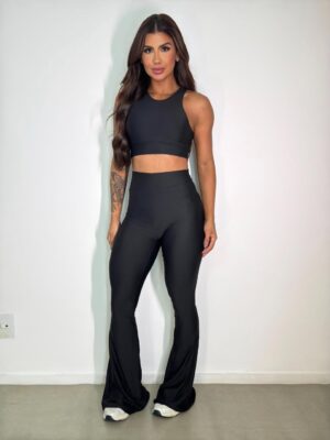 Conjunto Calça Flare Top Alça Grossa