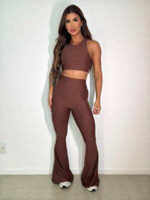 Conjunto Calça Flare Top Alça Grossa